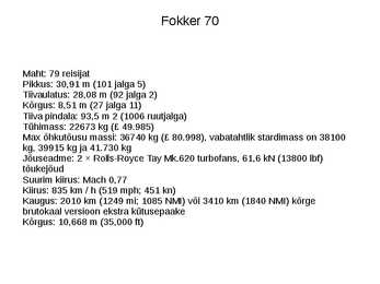 Lennukid ja nende tehnilised näitajad #56
