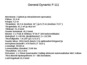 Lennukid ja nende tehnilised näitajad #58