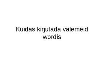 Kuidas kirjutada valemeid wordis - esitlus