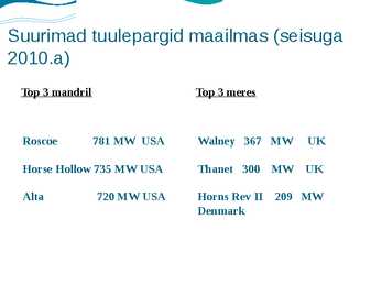 Tuuleenergia Eestis ja maailmas #7