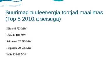 Tuuleenergia Eestis ja maailmas #9