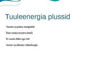 Tuuleenergia Eestis ja maailmas #10