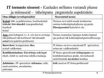 IT töökorralduse arengufaasid ettevõttes #8