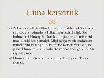 Vana-Hiina kokkuvõttev konspekt #7