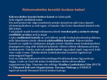 Loodus- ja keskkonnakaitse Eestis ja Maailmas #5