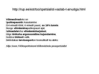 Arvutikasutaja terviseriskid #13