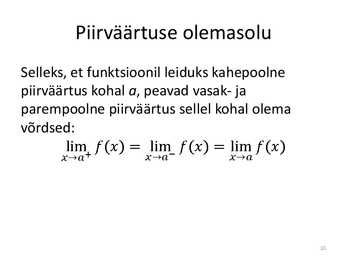 FUNKTSIOONI PIIRVÄÄRTUS #10