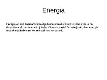 Eesti energiamajandus #3