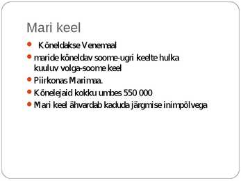 Mari keel #2