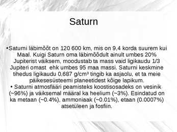 Saturn - Päikesesüsteemi kuues planeet Powerpoint esitlus #2
