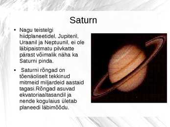 Saturn - Päikesesüsteemi kuues planeet Powerpoint esitlus #3
