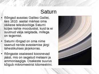 Saturn - Päikesesüsteemi kuues planeet Powerpoint esitlus #4