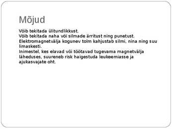 Optometristi füüsikalised ohutegurid #13