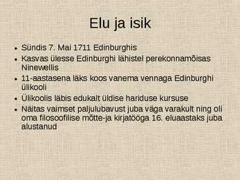 David Hume elu ja isik #2
