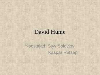 David Hume elu ja isik