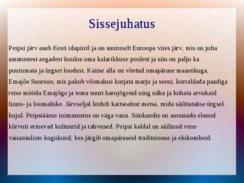 Peipsi järve koosluse esitlus #2
