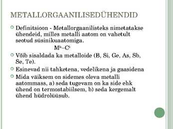 Metallorgaanilised ühendid #2