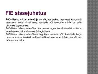 FIE ja käibemaks #2
