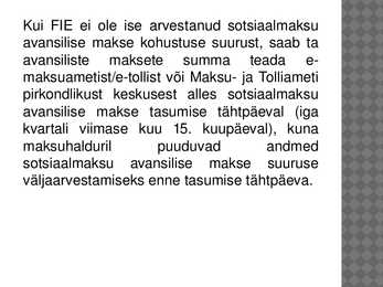 FIE ja sotsiaalmaks #6