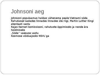 USA - Johnsoni aeg #5