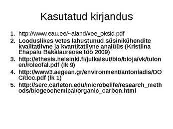 Lahustunud orgaanilise aine tähtsus veekogudes #15