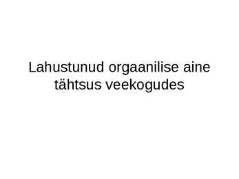 Lahustunud orgaanilise aine tähtsus veekogudes