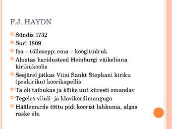 Franz Joseph Haydn - eluloo esitlus #2