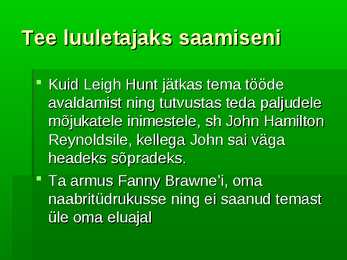 John Keatsi elulugu ja looming #5