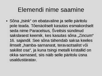 Keemia tsink #2