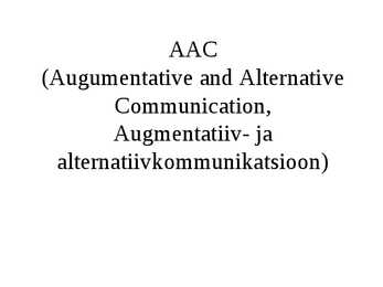 Alternatiivkommunikatsioon-AAC