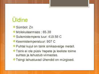 Tsink - Tutvustav esitlus-Iseseisev #2