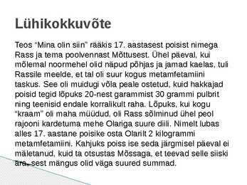 Sass Henno Mina olin siin-powerpoint kokkuvõte #3