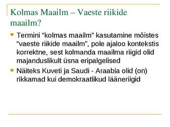 Kolmas Maailm - Eripalgeline maailm #8