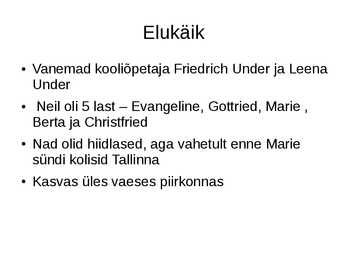 Marie Under - Eesti luule hing #3