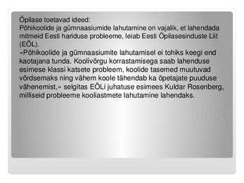 Põhikoolide ja gümnaasiumide eraldamine - esitlus #2