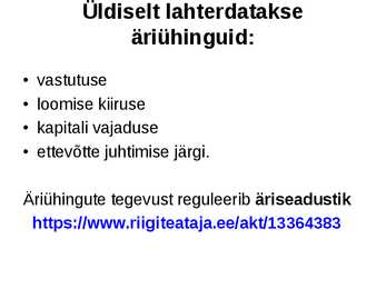 Ettevõtluse alused äriühingud #3