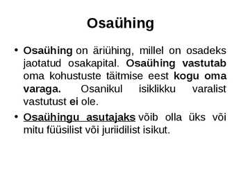Ettevõtluse alused äriühingud #23