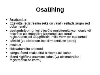 Ettevõtluse alused äriühingud #27