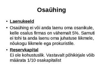 Ettevõtluse alused äriühingud #36