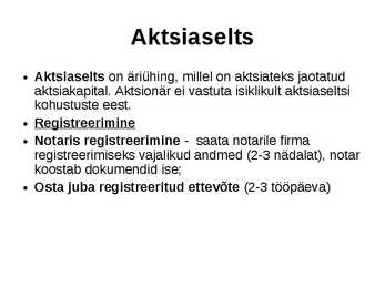 Ettevõtluse alused äriühingud #40