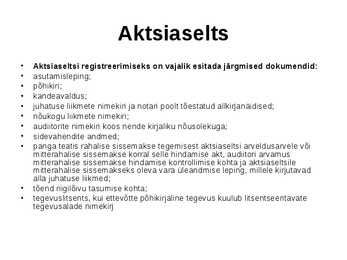 Ettevõtluse alused äriühingud #42