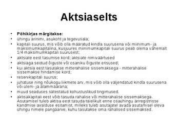 Ettevõtluse alused äriühingud #44