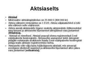 Ettevõtluse alused äriühingud #45