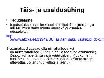 Ettevõtluse alused äriühingud #10