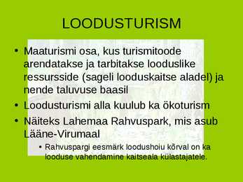 Maaturismi alaliigid #3
