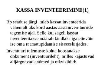 Raamatupidamine Loengukonspekt 2011 - Arveldused #5