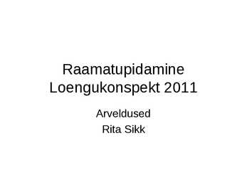Raamatupidamine Loengukonspekt 2011 - Arveldused