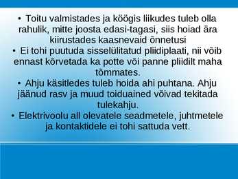 Ohutusnõuded köögitööl seadmetega #2