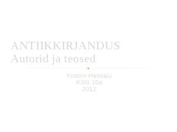 Antiikkirjanduse autorid ja teosed