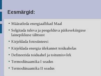 Ökoloogia energia loeng #2